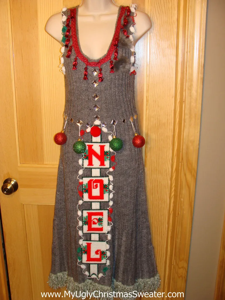 Ugly Christmas Sweater Party Tacky Dress Size M NOEL  (d17)