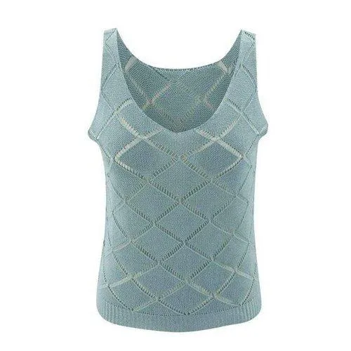 V-Neck Hollow-Out Knitted Top