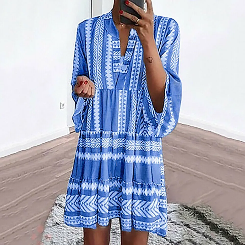 V Neck Party Evening Beach Dress