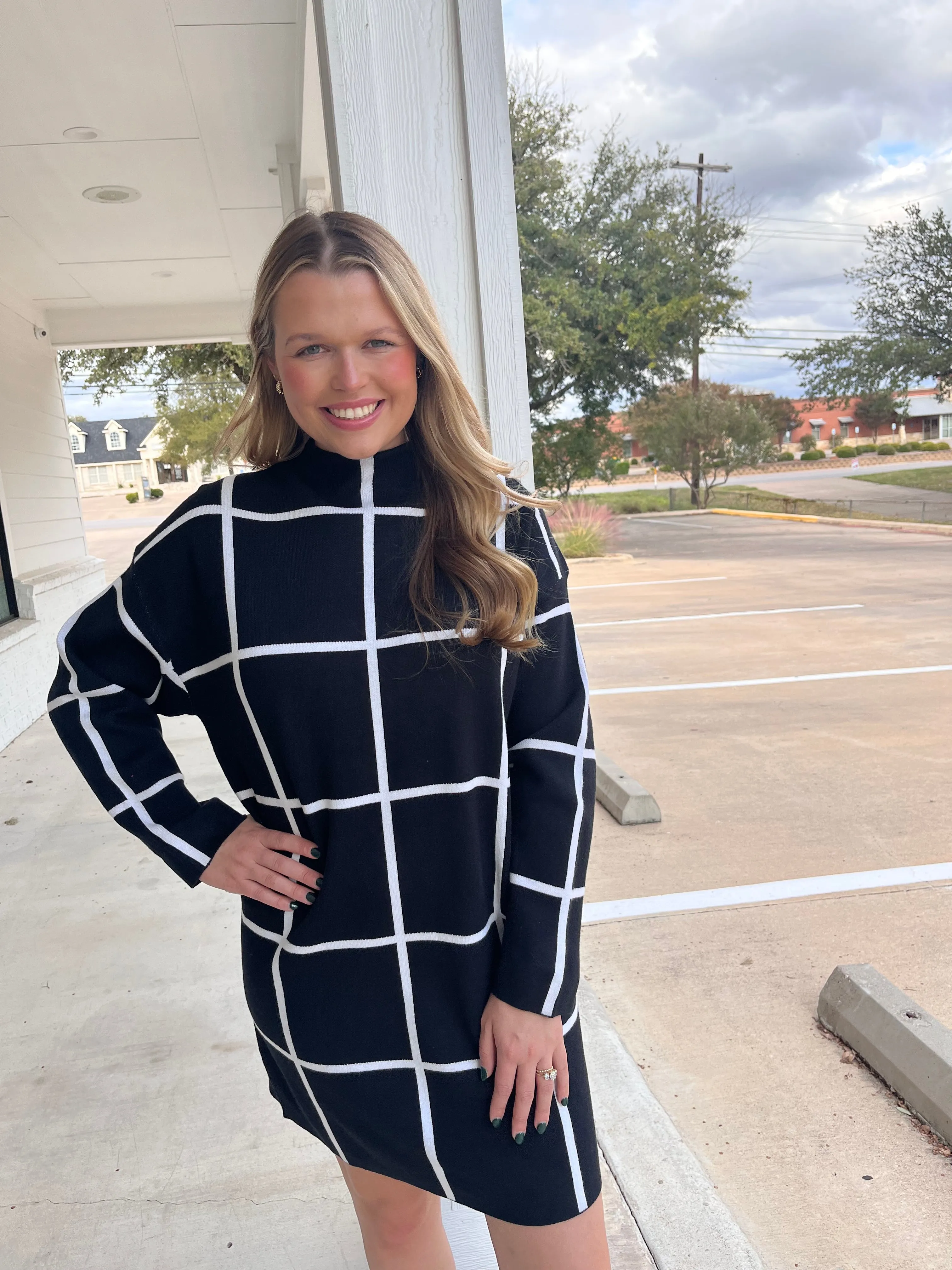 Very Chilly High Neck Sweater Dress