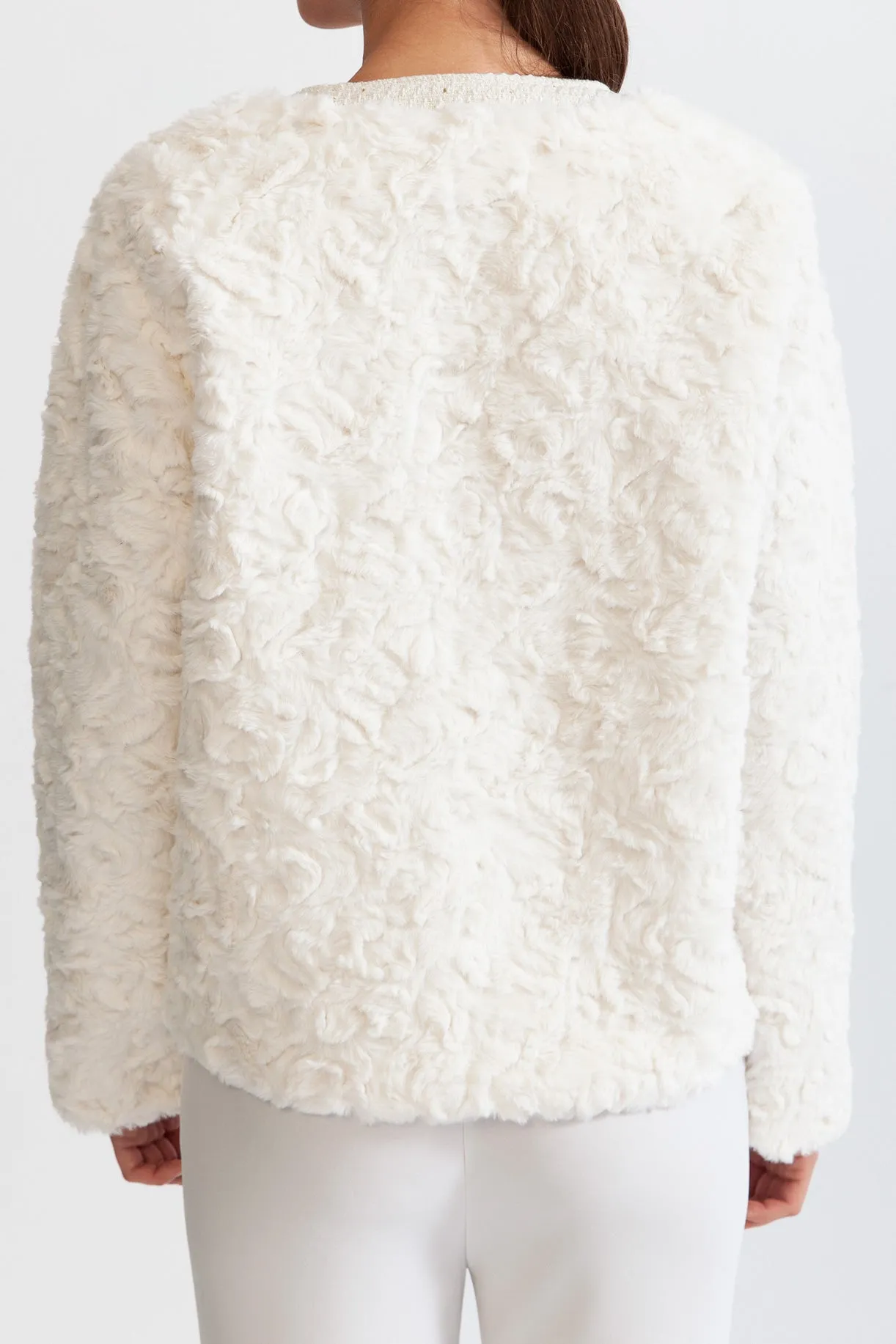 Veste duveteuse avec boutons dorés - Blanc