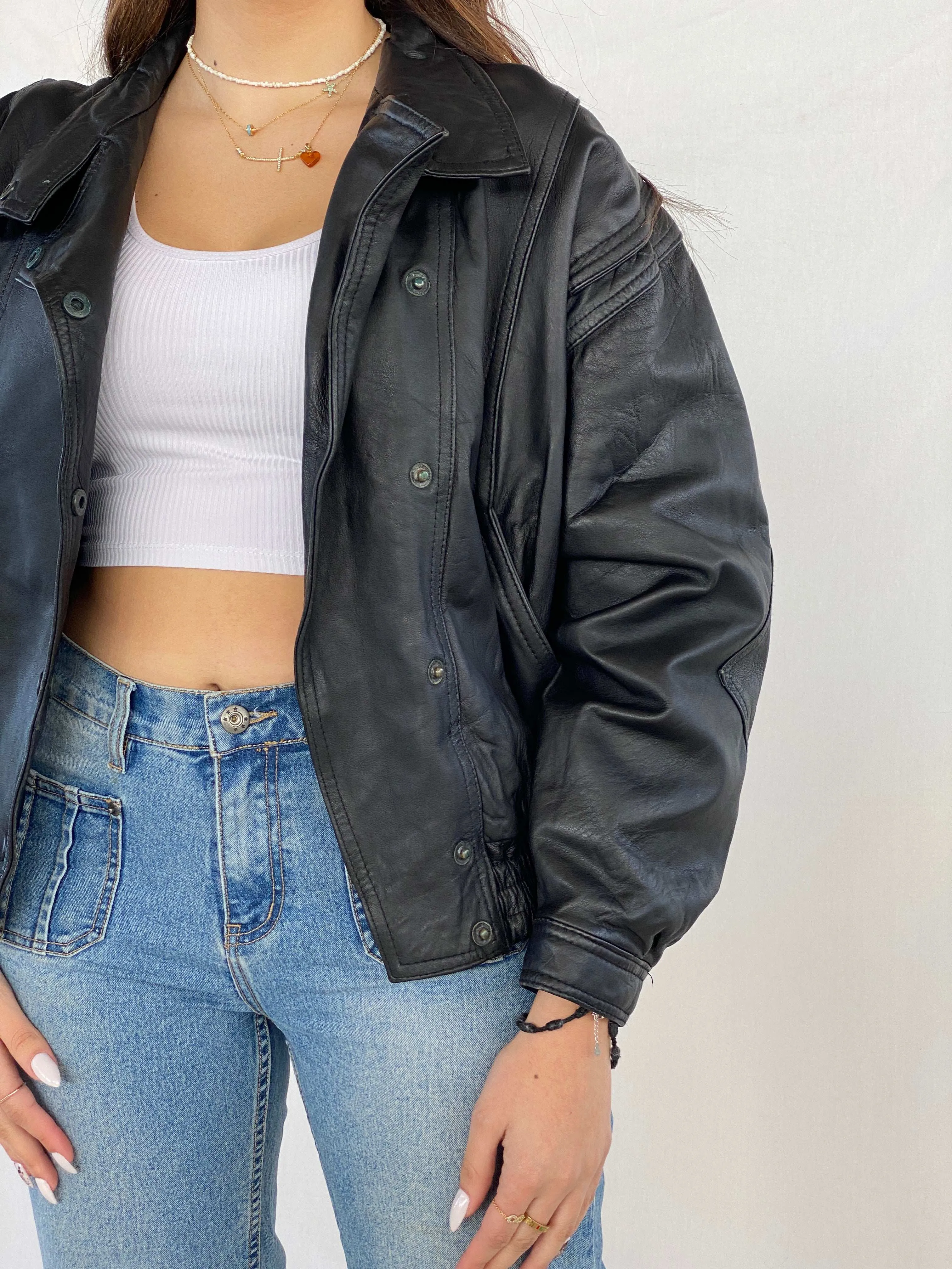 Vintage Bomber Style Genuine Leather Jacket