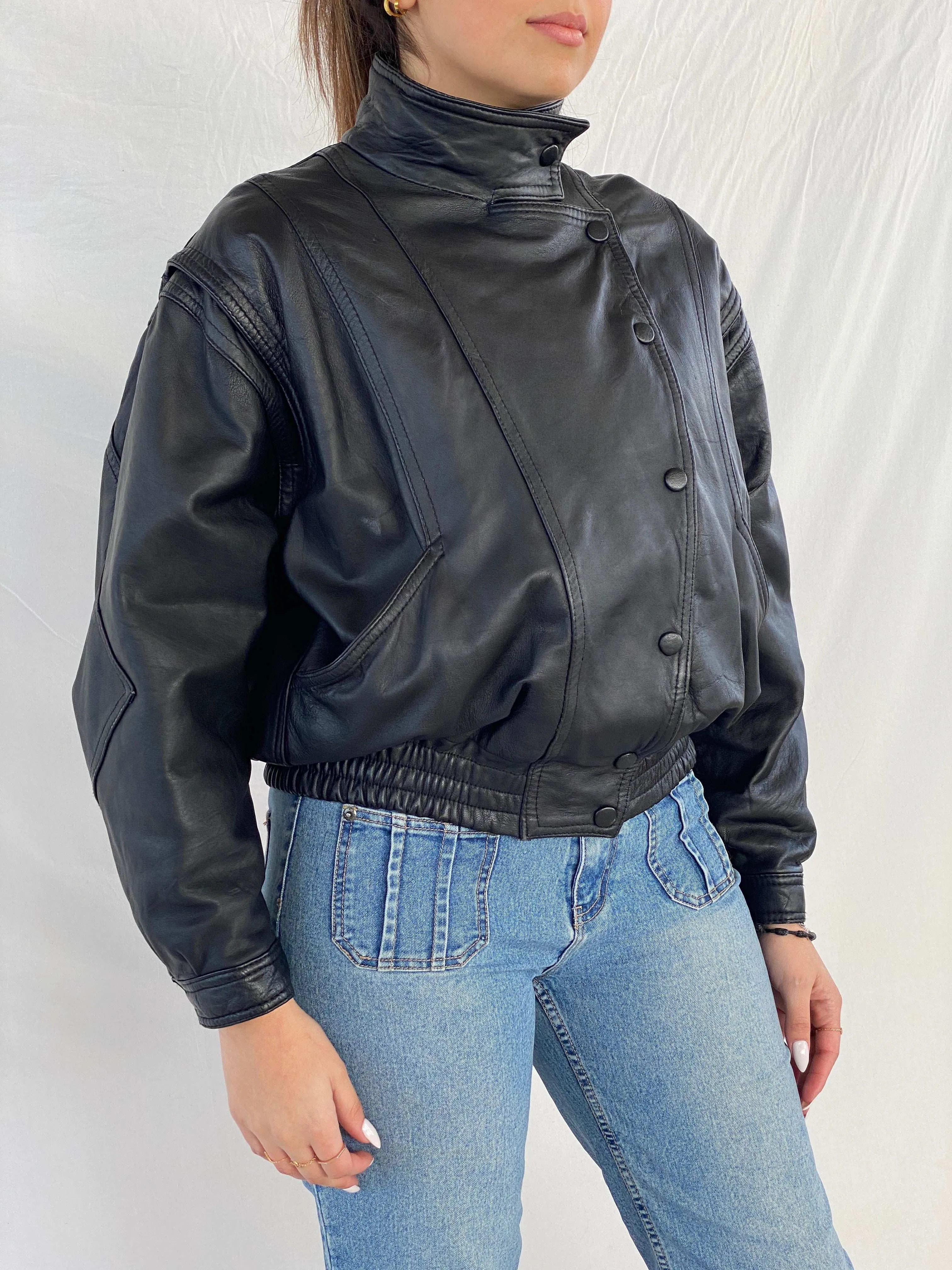 Vintage Bomber Style Genuine Leather Jacket
