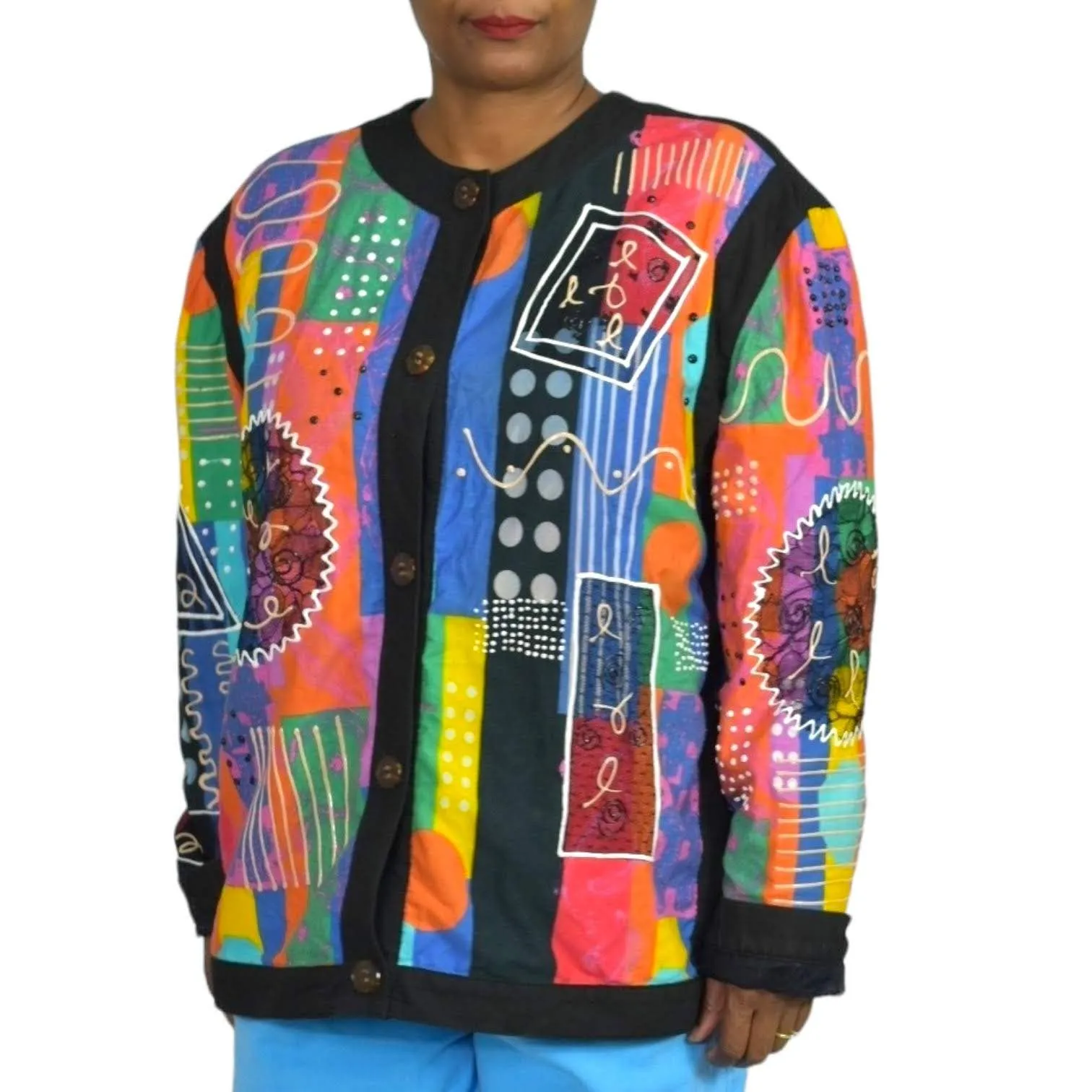 Vintage Gene Ewing Bis Jacket Puffy Paint Lace Avant Garde Wearable Art Size Medium