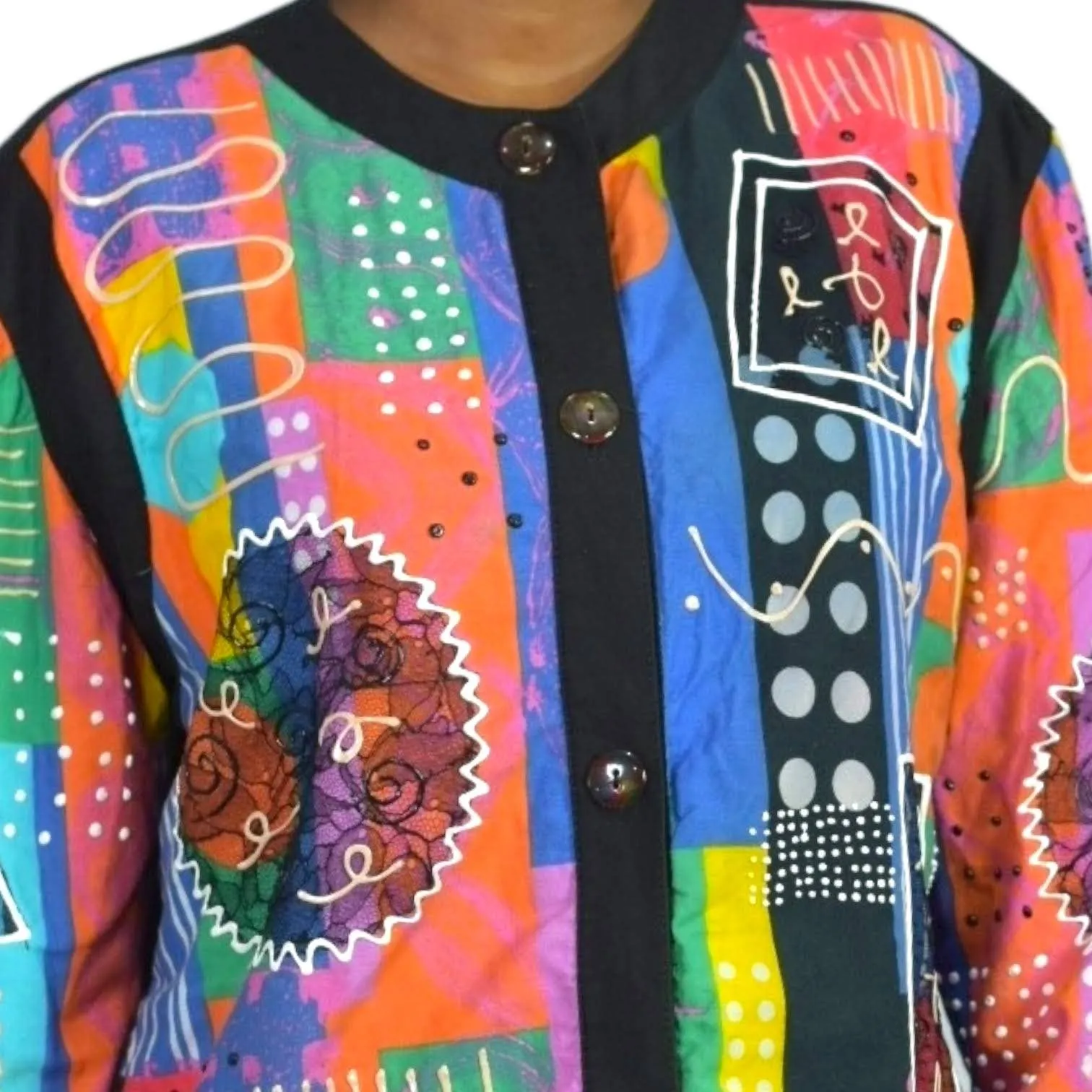 Vintage Gene Ewing Bis Jacket Puffy Paint Lace Avant Garde Wearable Art Size Medium