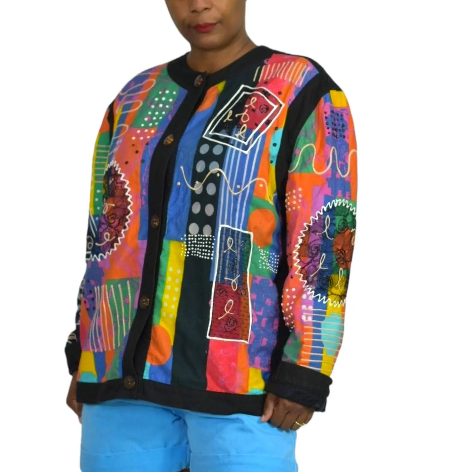 Vintage Gene Ewing Bis Jacket Puffy Paint Lace Avant Garde Wearable Art Size Medium