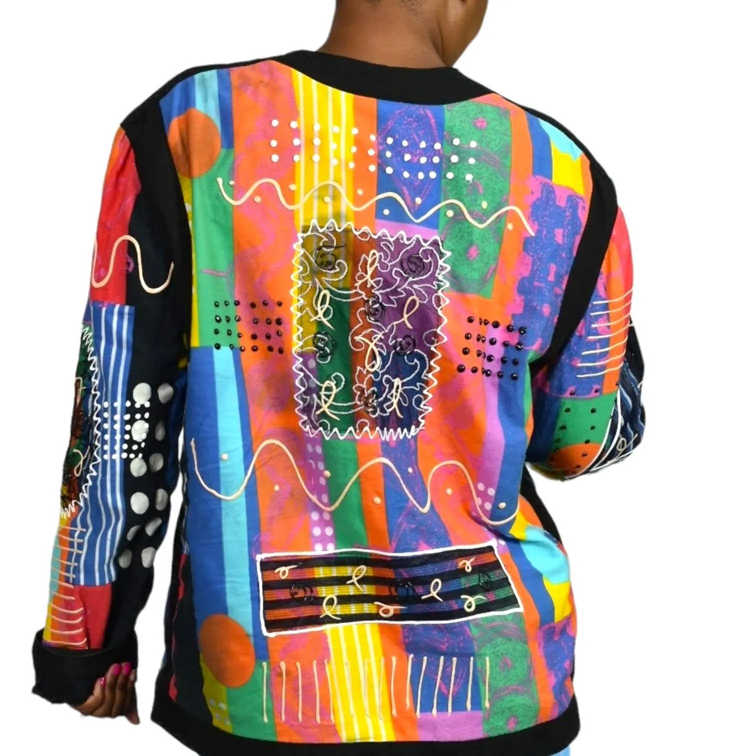 Vintage Gene Ewing Bis Jacket Puffy Paint Lace Avant Garde Wearable Art Size Medium
