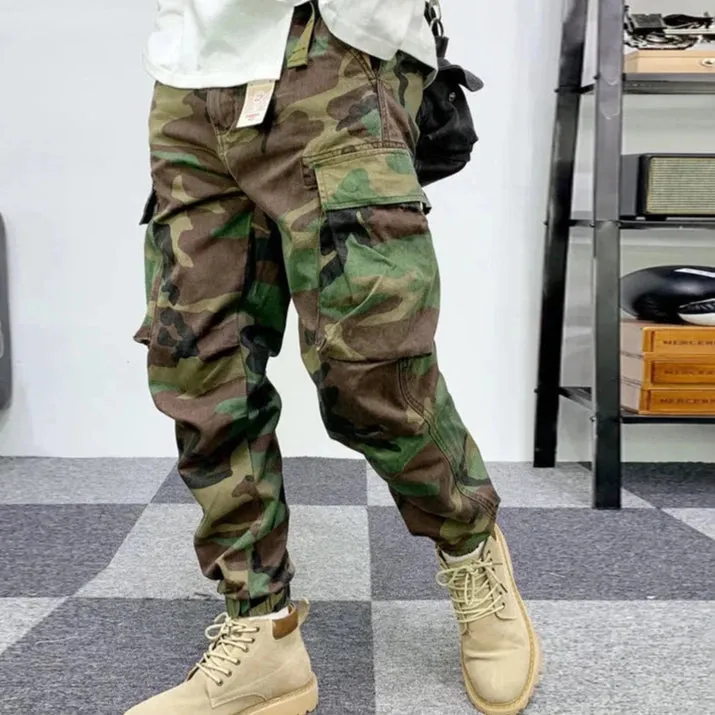 Vintage Street Wild Cargo Pants  Zipper Pockets Cotton