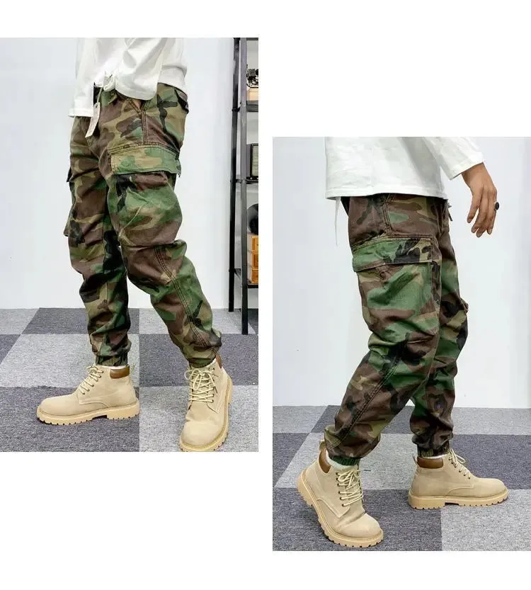 Vintage Street Wild Cargo Pants  Zipper Pockets Cotton