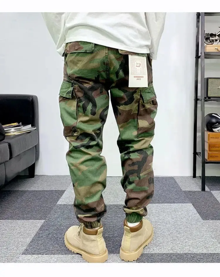 Vintage Street Wild Cargo Pants  Zipper Pockets Cotton