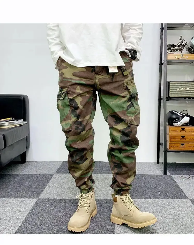 Vintage Street Wild Cargo Pants  Zipper Pockets Cotton