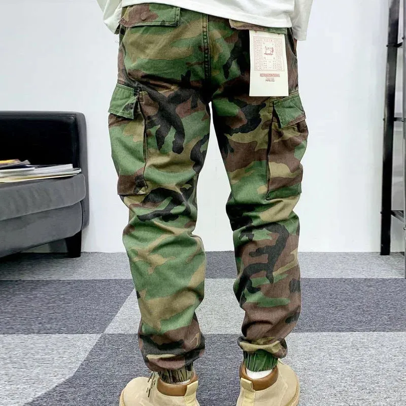 Vintage Street Wild Cargo Pants  Zipper Pockets Cotton