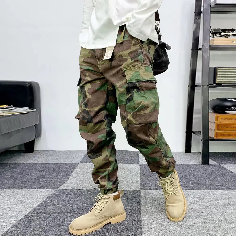 Vintage Street Wild Cargo Pants  Zipper Pockets Cotton