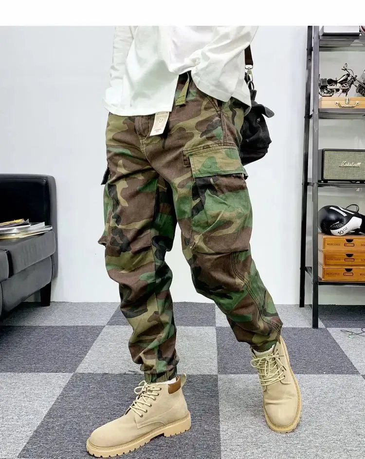 Vintage Street Wild Cargo Pants  Zipper Pockets Cotton
