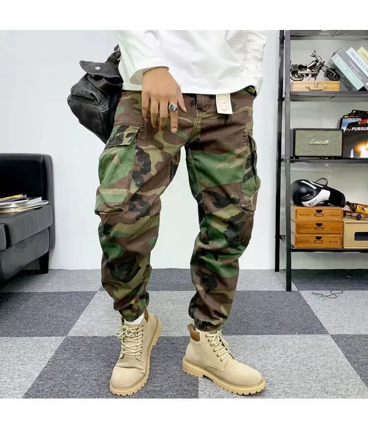 Vintage Street Wild Cargo Pants  Zipper Pockets Cotton