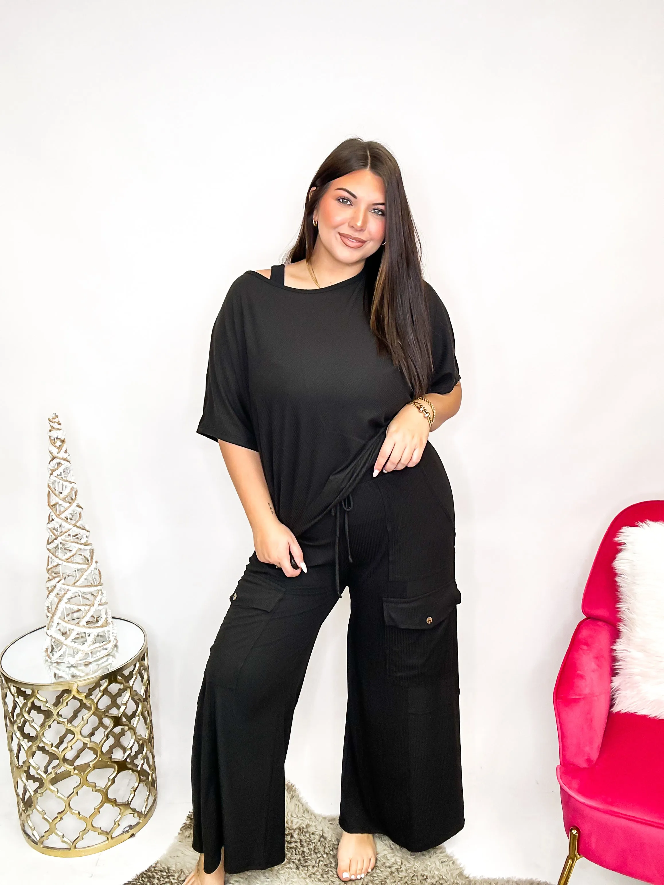Wide Stride Cargo Pants in Black - Reg/Curvy - FINAL SALE