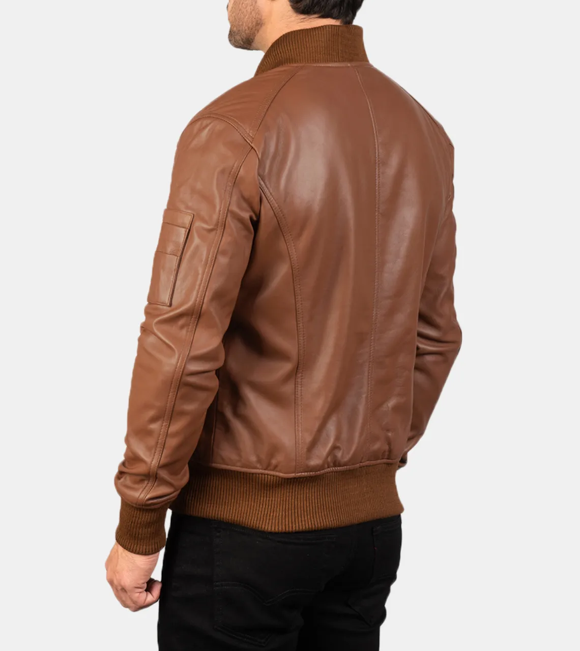 Wolston Men's Brown Bomber Leather Jacket