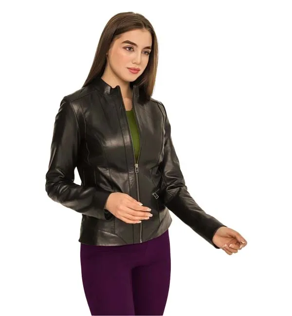 Women Bomber Leather Jacket
