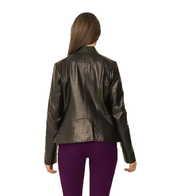 Women Bomber Leather Jacket