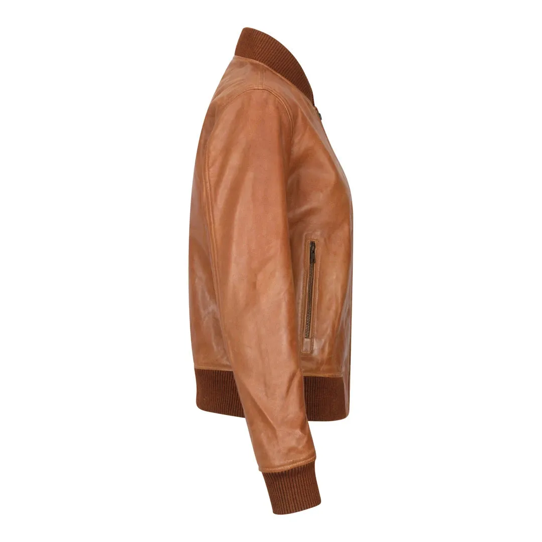 Womens Genuine Leather Bomber Jacket Real Leather Casual Varsity Vintage Casual