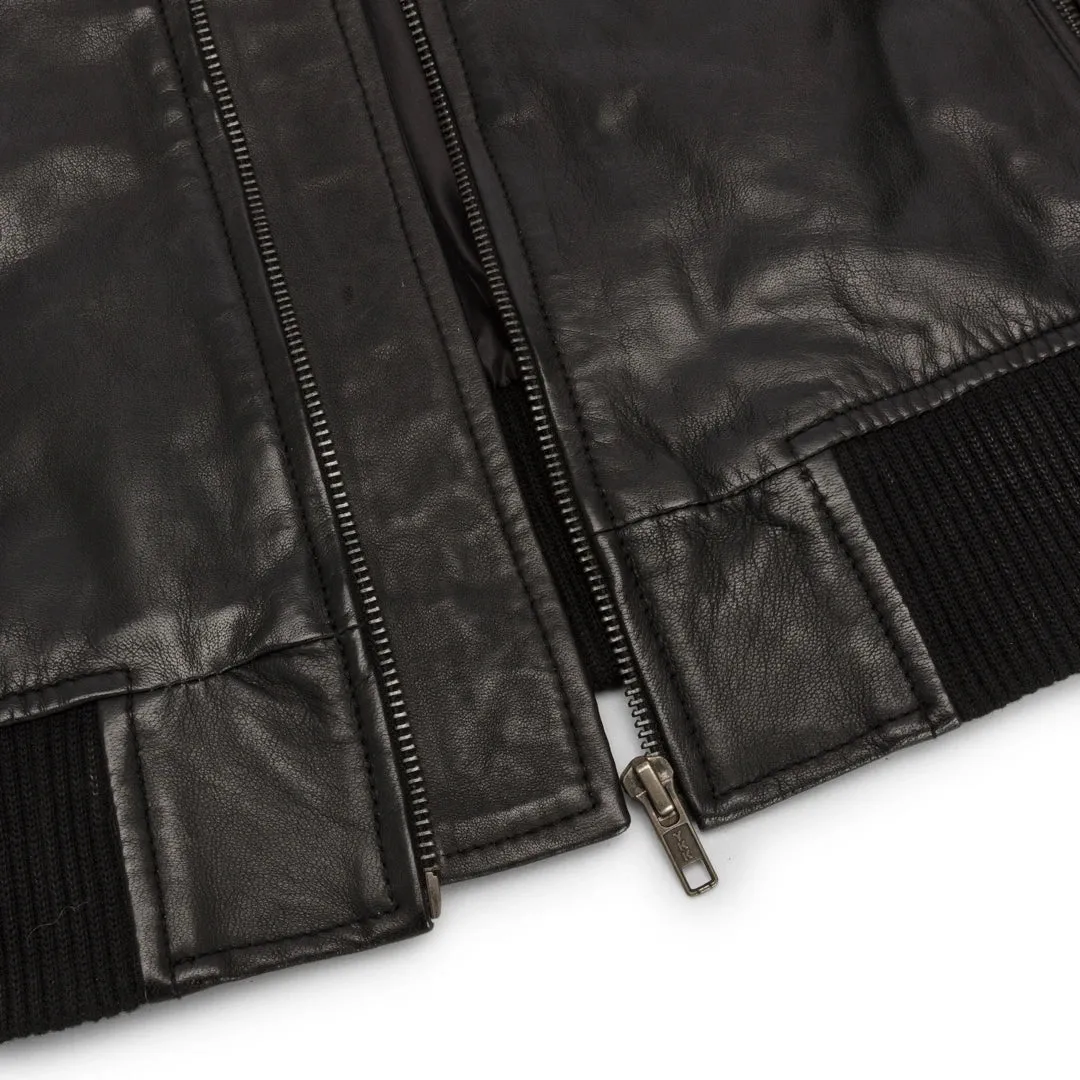 Womens Genuine Leather Bomber Jacket Real Leather Casual Varsity Vintage Casual