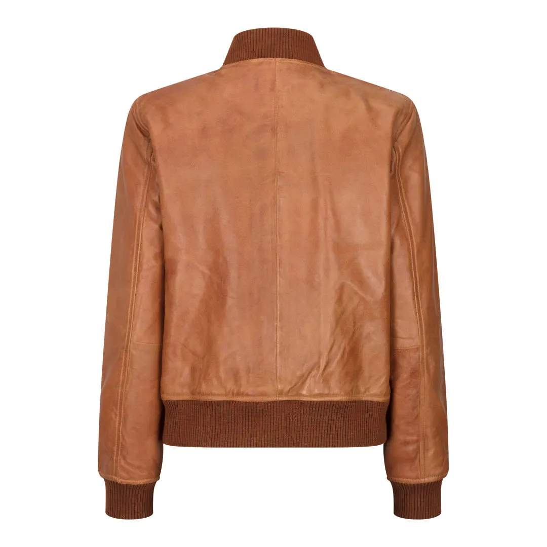 Womens Genuine Leather Bomber Jacket Real Leather Casual Varsity Vintage Casual