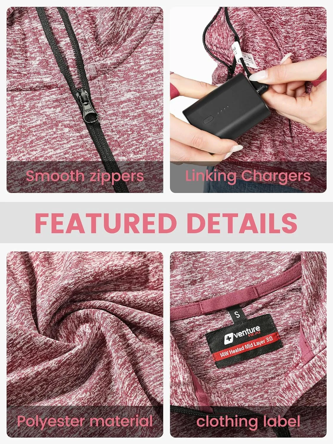 Women'S Heated Shirt with Battery Included - High Powered Self Warming Thermal Layer, Stretch Mid Layer