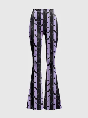 Womens Pastel Gothic Stripe Flare Pants
