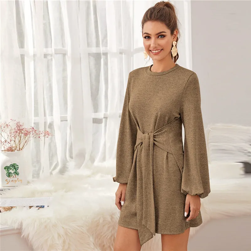 Women's Spring/Autumn Casual O-Neck Short Dress