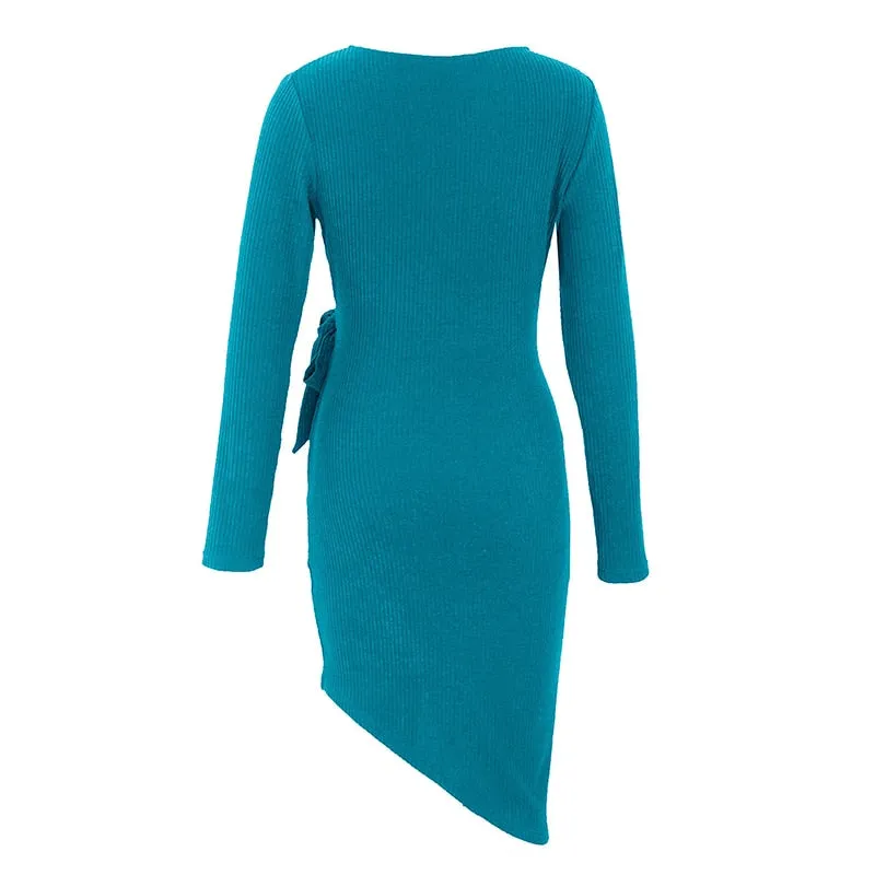 Women's Spring/Autumn Casual V-Neck Sweater Dress