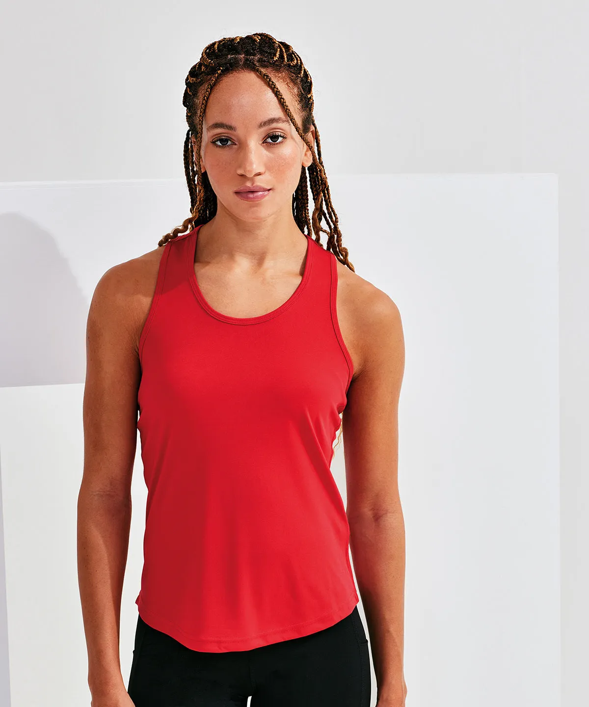 Womens TriDri® recycled performance slim racerback vest | Black